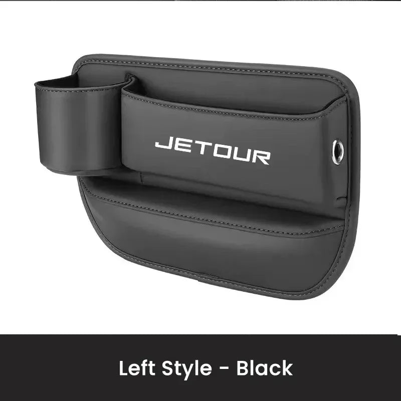 Jetour T1 / T2 / Dashing / X70 / X70 Plus / X90 Plus — PU Leather Seat Gap Storage Box & Bottle Holder