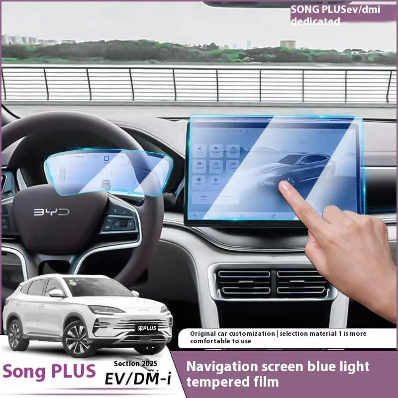 BYD Song Plus DMI / Seal U / Sealion 6 — Tempered Glass Navigation & Dashboard Screen Protector with Blue Light Filter