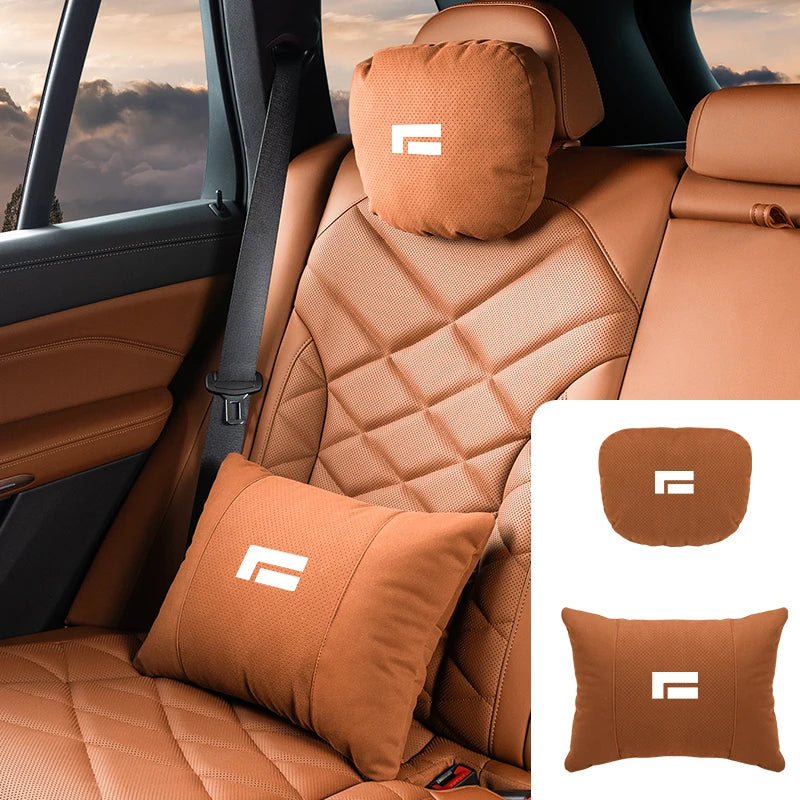 ROX 01 — Suede Neck Headrest & Lumbar Support Cushion Set