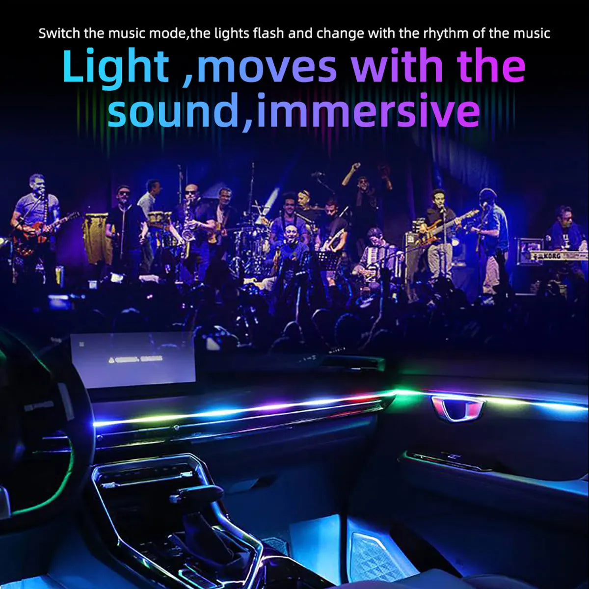 KEVANLY RGB Symphony Ambient LED Light Strip — App-Controlled Interior Atmosphere Lighting (USB, 12V)