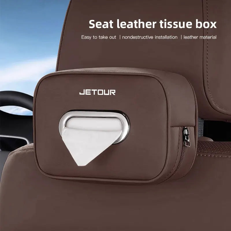 Jetour X70 / X70S / X90 / X95 / Dashing / X-1 / L6 / i-DM — Leather Hanging Tissue Box Holder