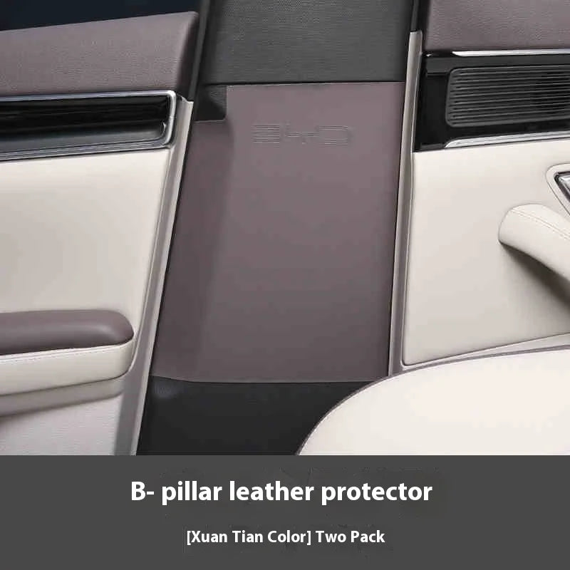 BYD Song Plus DMI / Seal U / Sealion 6 — Leather B-Pillar Scratch Protector & Seat Belt Buckle Guard