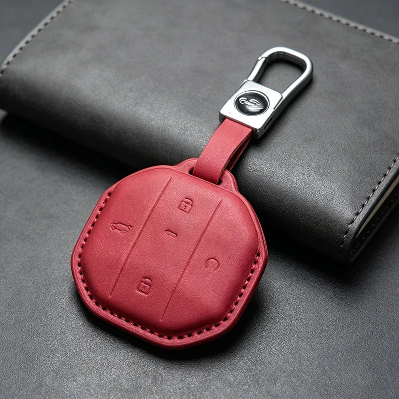 Jetour T1 / T2 / Freedom / Shanhai — Luxury PU Leather Key Fob Case & Keychain (2024–2026)