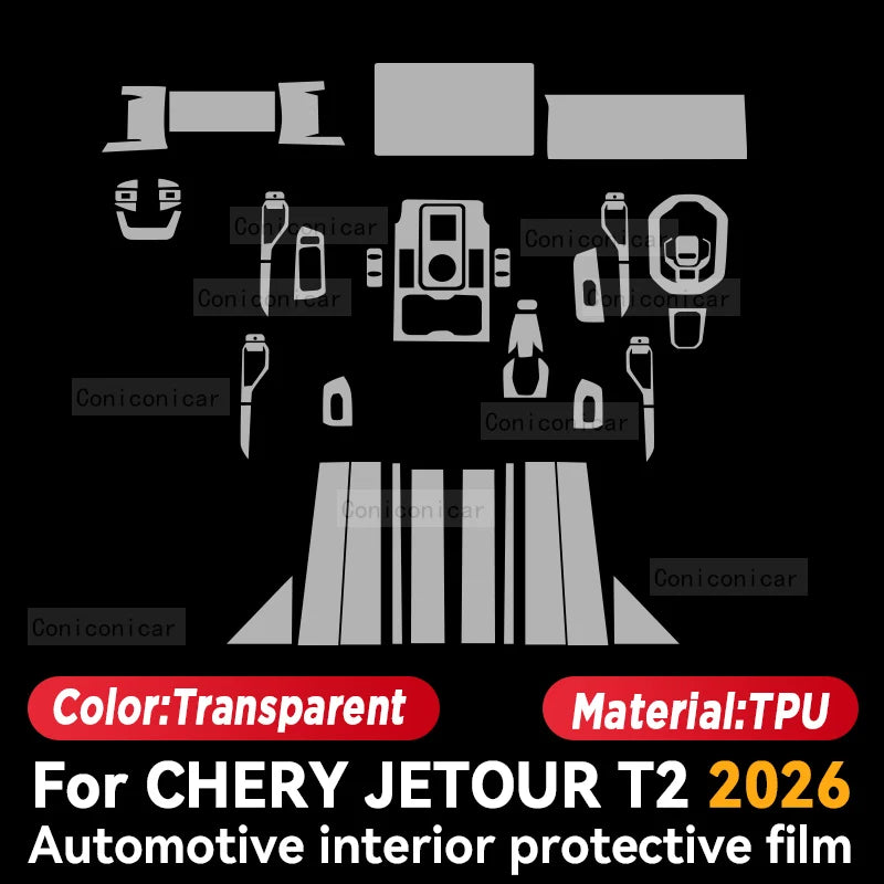 Jetour T2 2026 — Transparent TPU Interior Centre Console Protective Film