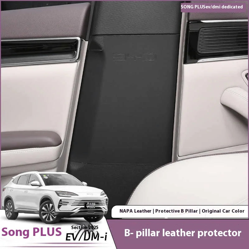 BYD Song Plus DMI / Seal U / Sealion 6 — Leather B-Pillar Scratch Protector & Seat Belt Buckle Guard