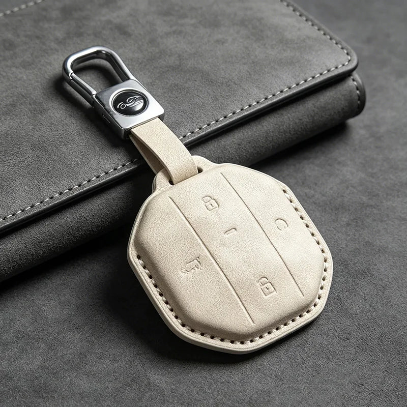 Jetour T1 / T2 / Freedom / Shanhai — Luxury PU Leather Key Fob Case & Keychain (2024–2026)