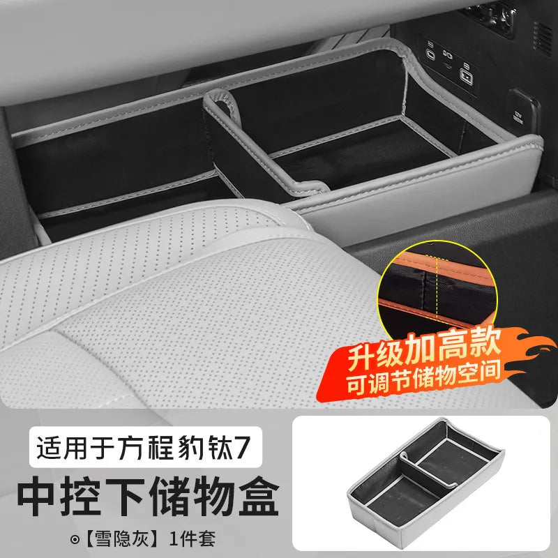 BYD Leopard Ti7 / Titanium 7 — Centre Console Lower Storage Organiser Tray with Cup Holder Mat (2025–2026)