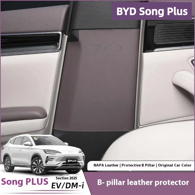 BYD Song Plus DMI / Seal U / Sealion 6 — Leather B-Pillar Scratch Protector & Seat Belt Buckle Guard