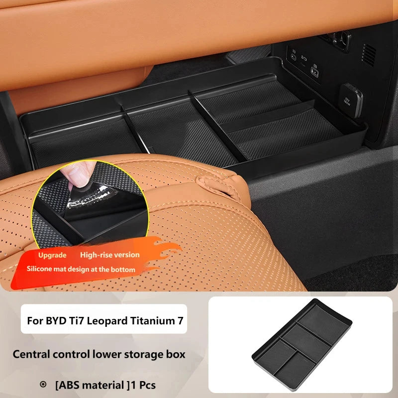 BYD Leopard Ti7 / Titanium 7 — Centre Console Lower Storage Organiser Tray with Cup Holder Mat (2025–2026)
