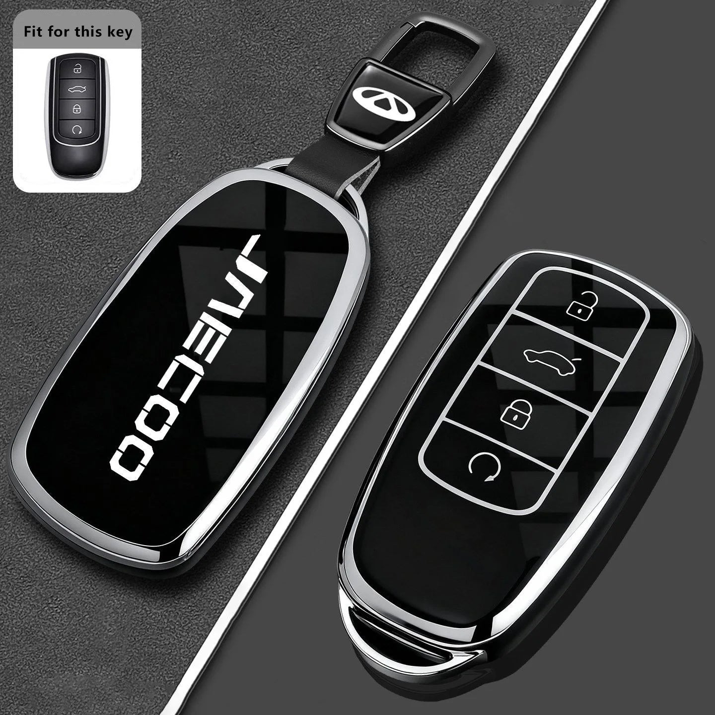 Jaecoo J5 EV / J7 / J7 PHEV / J8 — TPU Key Fob Case & Keychain Cover (2025–2026)