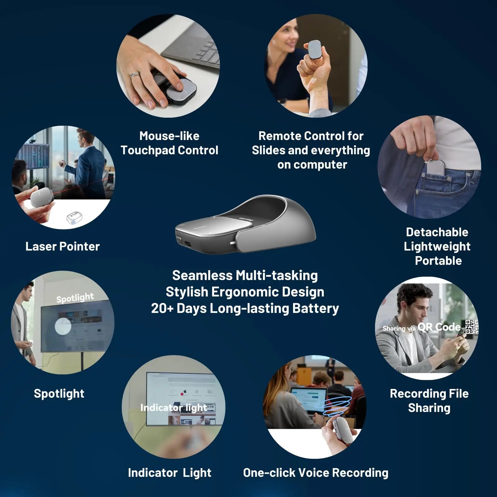 Cheerdots 2  — AI-Enabled Bluetooth Air Mouse, Wireless Touchpad, Laser Pointer &amp; Recording Pen