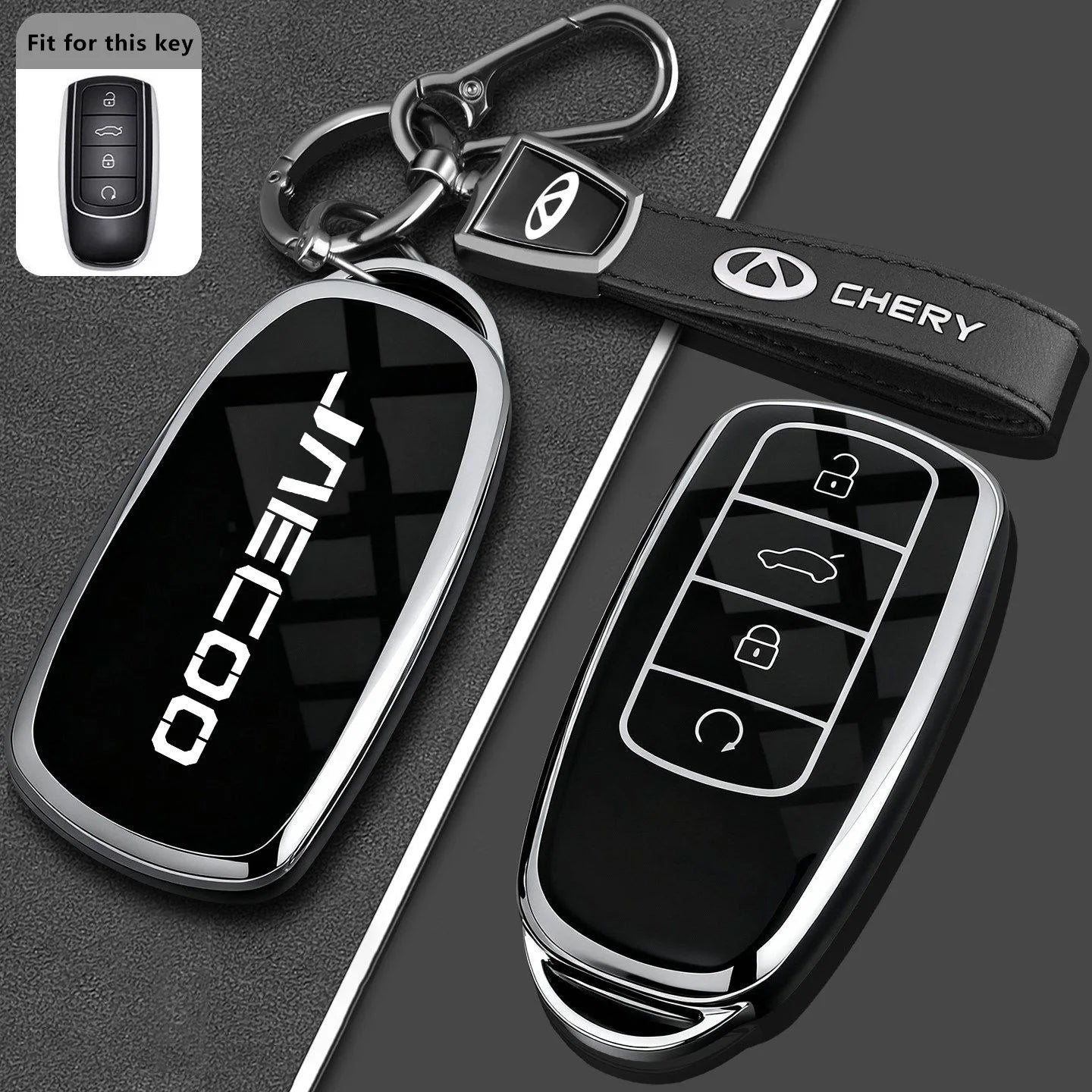 Jaecoo J5 EV / J7 / J7 PHEV / J8 — TPU Key Fob Case & Keychain Cover (2025–2026)