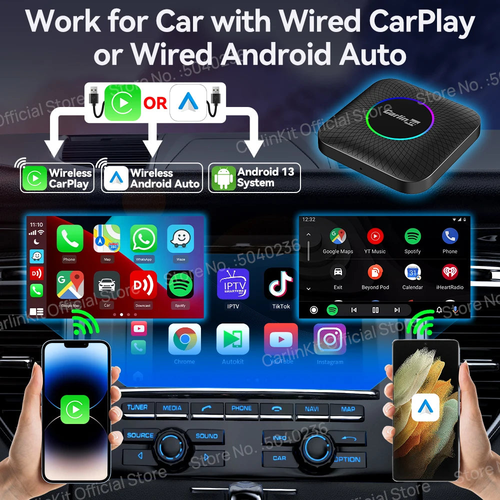 CarlinKit CPC200 CarPlay AI Box — Android 13, Wireless CarPlay & Android Auto, Qualcomm SM6225 (2025)