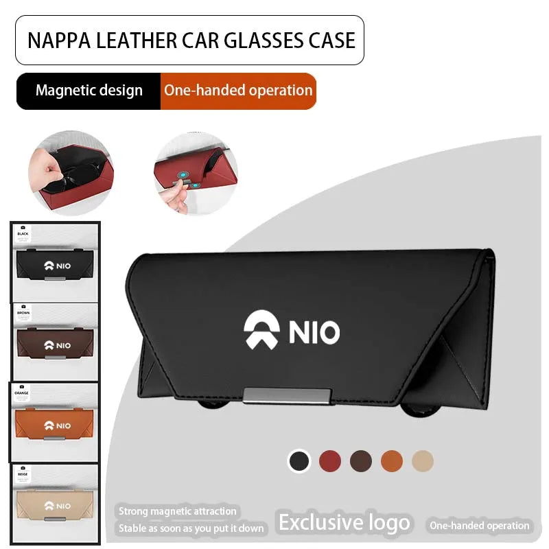 NIO Full Range — Napa Leather Magnetic Visor Sunglasses Holder & Clip