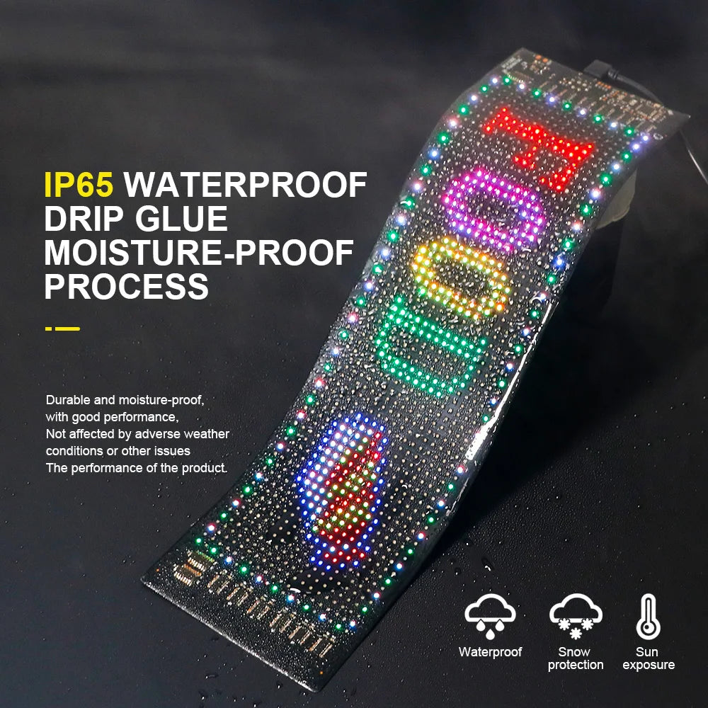 KALADA RGB Scrolling LED Display Sign — Bluetooth App-Controlled, Programmable Text & Animation (USB, 5V)