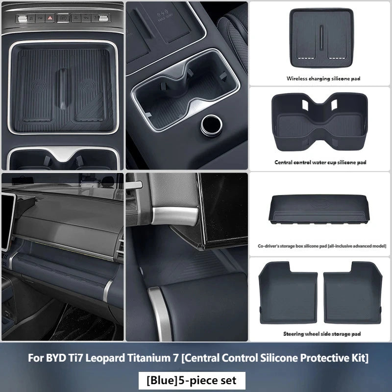 BYD Leopard Ti7 / Titanium 7 — Centre Console Lower Storage Organiser Tray with Cup Holder Mat (2025–2026)