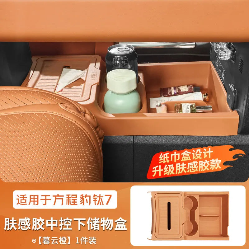 BYD Leopard Ti7 / Titanium 7 — Centre Console Lower Storage Organiser Tray with Cup Holder Mat (2025–2026)