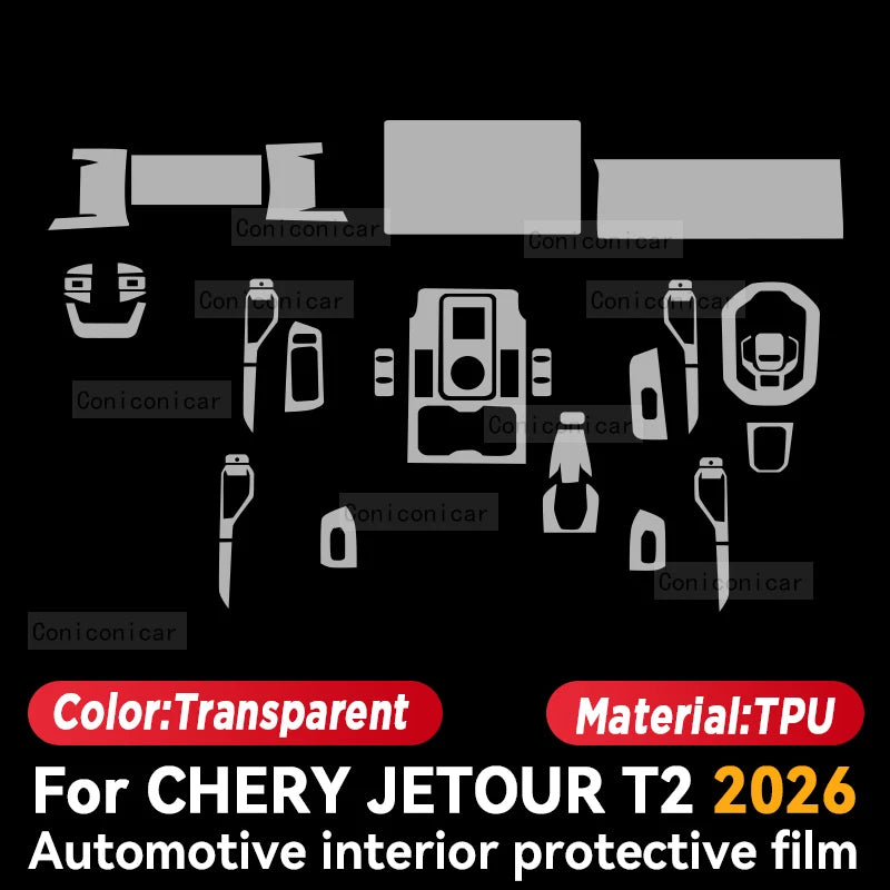 Jetour T2 2026 — Transparent TPU Interior Centre Console Protective Film