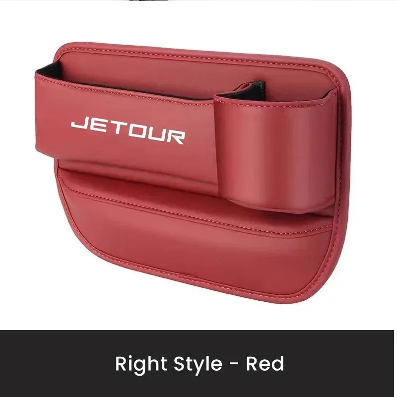 Jetour T1 / T2 / Dashing / X70 / X70 Plus / X90 Plus — PU Leather Seat Gap Storage Box & Bottle Holder