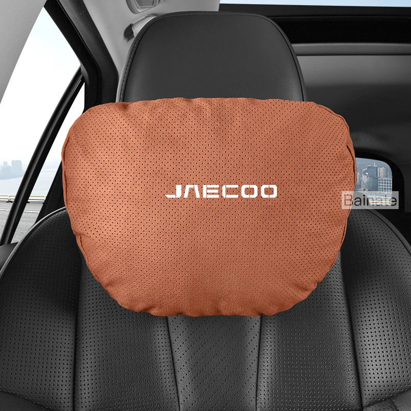 Jaecoo J5 / J7 / J8 / Omoda — Artificial Leather Neck Headrest & Lumbar Support Cushion Set (2024–2026)