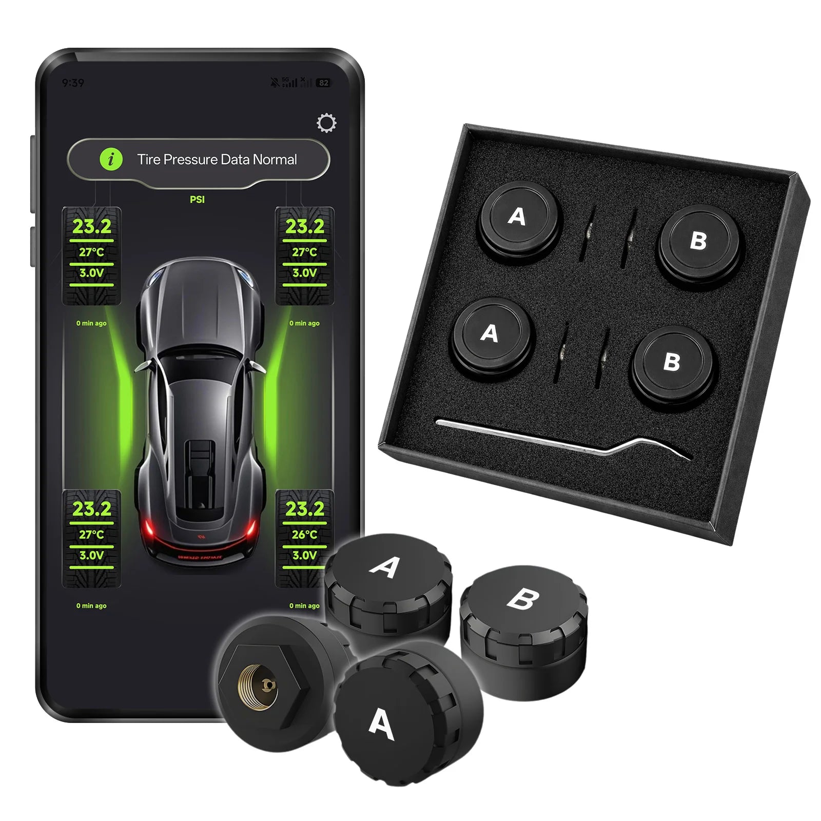 Neelyke Bluetooth Tyre Pressure Monitoring System (TPMS) — App-Based Real-Time Pressure & Temperature Alerts (T05-04)