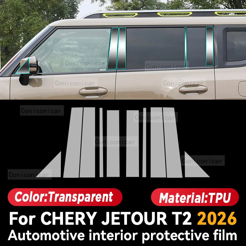 Jetour T2 2026 — Transparent TPU Interior Centre Console Protective Film