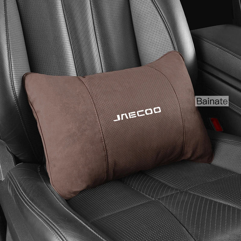 Jaecoo J5 / J7 / J8 / Omoda — Artificial Leather Neck Headrest & Lumbar Support Cushion Set (2024–2026)