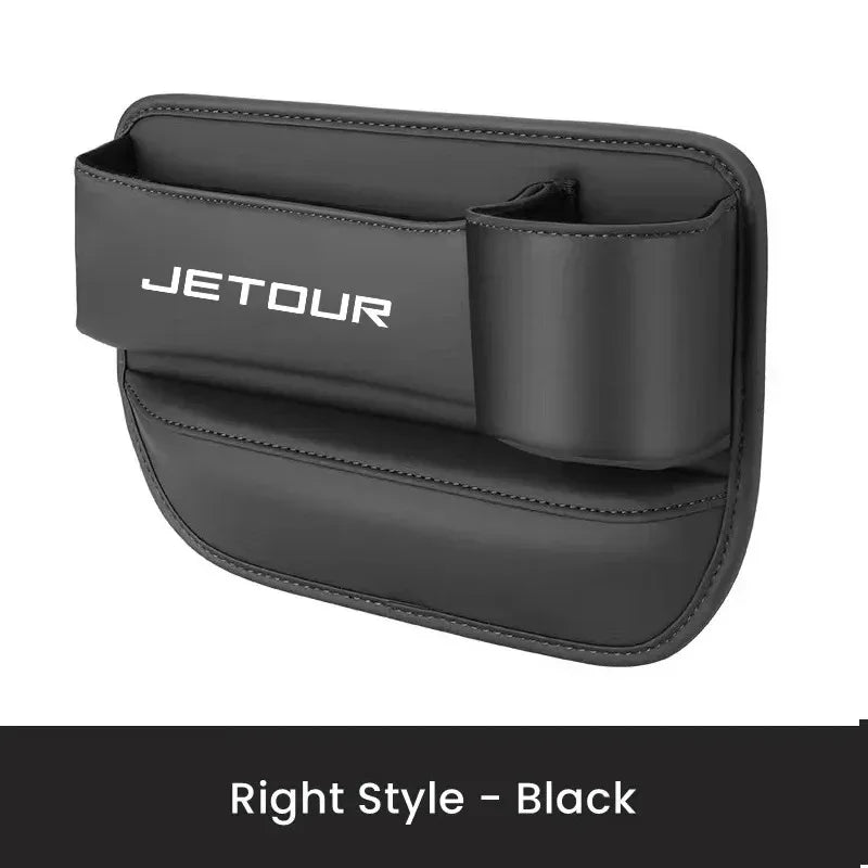 Jetour T1 / T2 / Dashing / X70 / X70 Plus / X90 Plus — PU Leather Seat Gap Storage Box & Bottle Holder