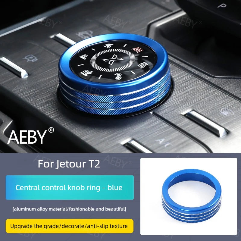 Jetour T2 — Aluminium Alloy Drive Mode Knob Trim Ring & Air Outlet Cover Kit