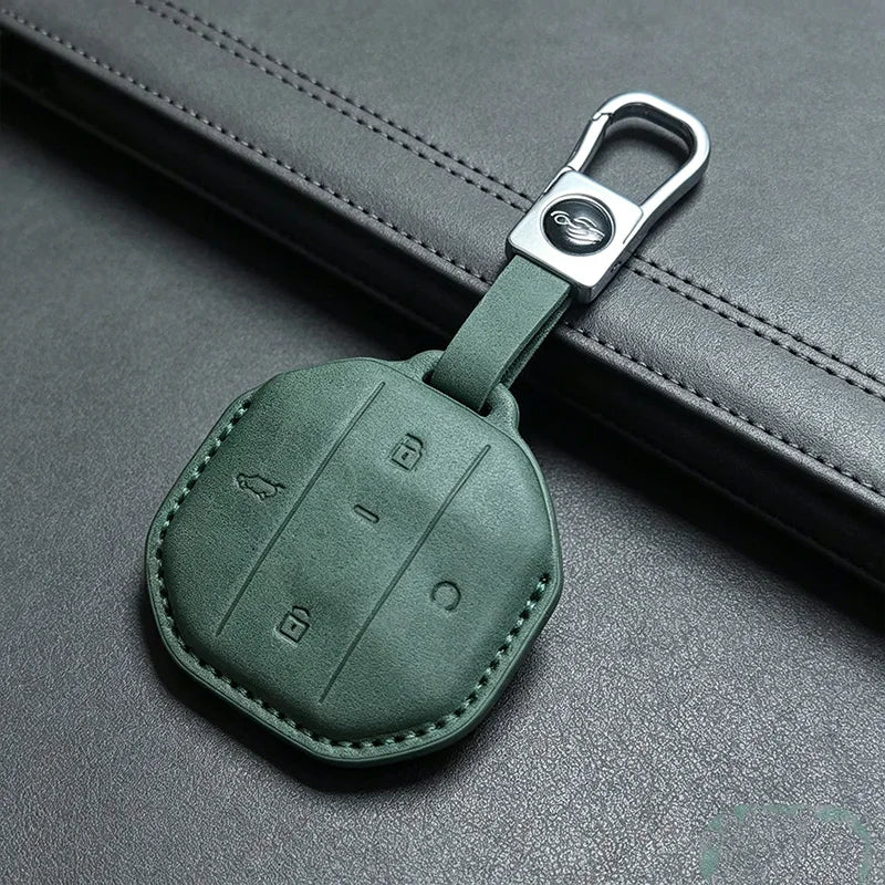 Jetour T1 / T2 / Freedom / Shanhai — Luxury PU Leather Key Fob Case & Keychain (2024–2026)