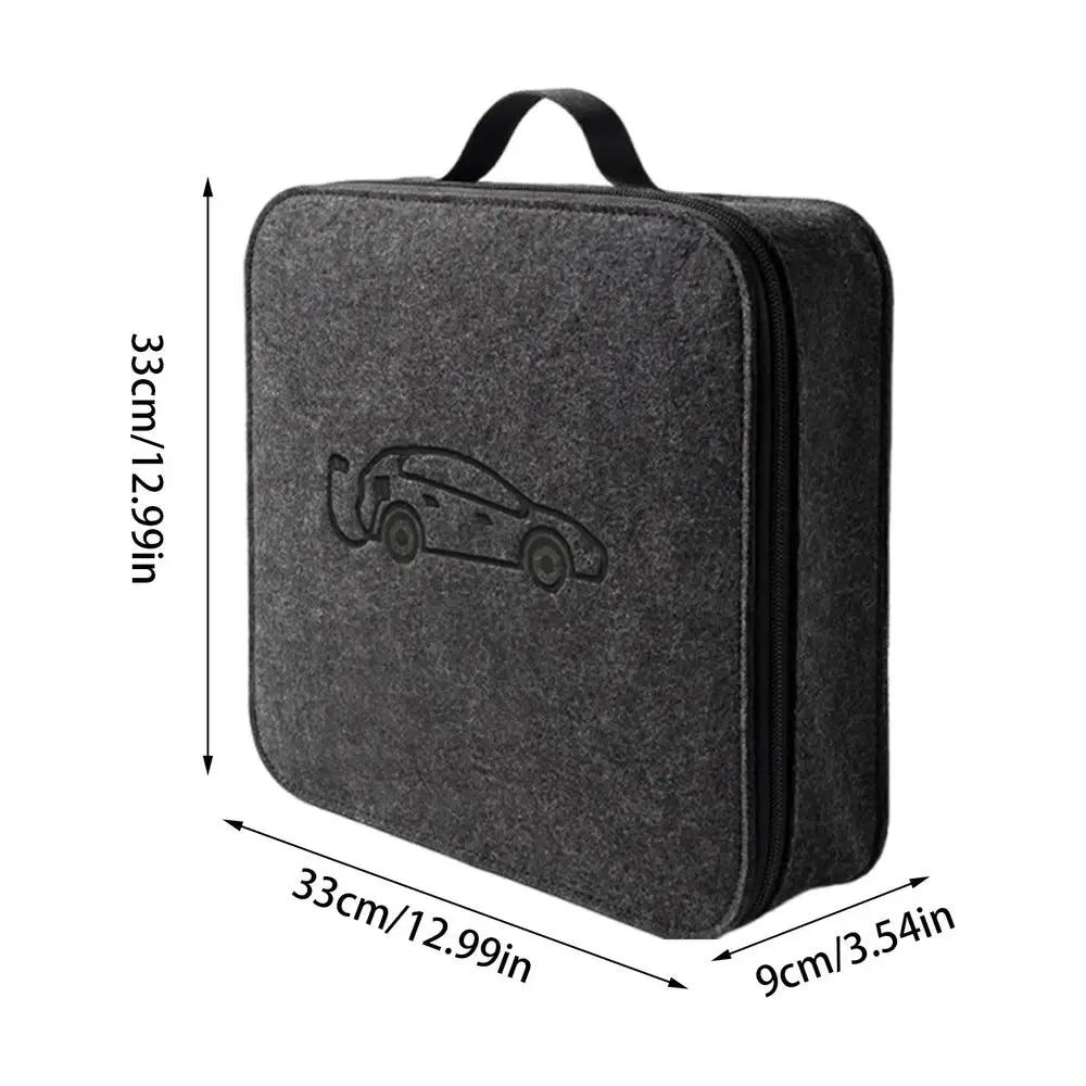 EV Charger Cable Storage Bag — Felt Organiser with Elastic Straps & All-Weather Protection