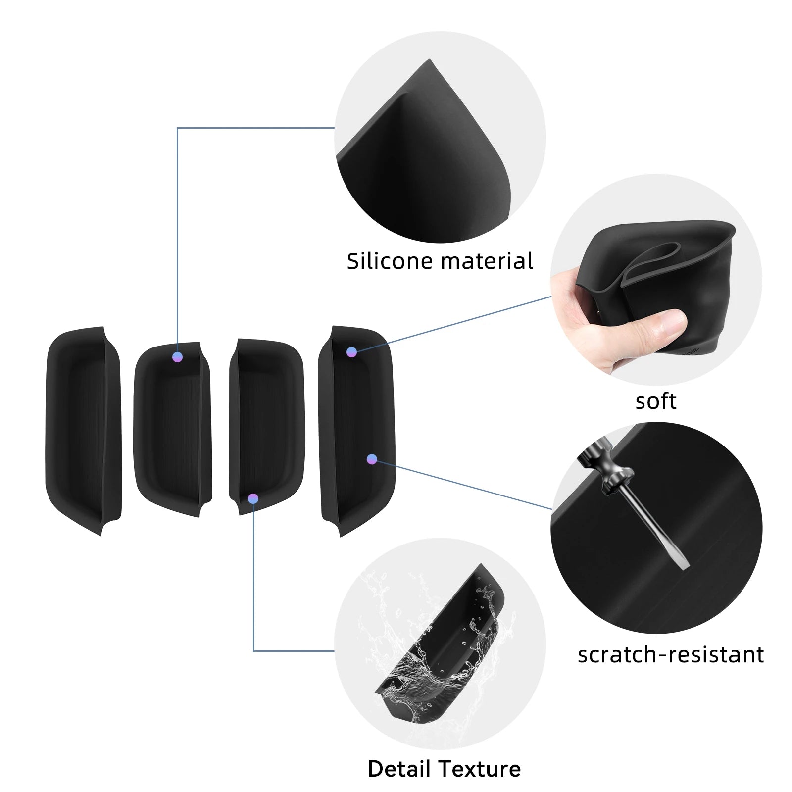 Zeekr 7X — Silicone Door Handle Storage Tray & Anti-Dirt Organiser Set, 4PCS (2024–2026)