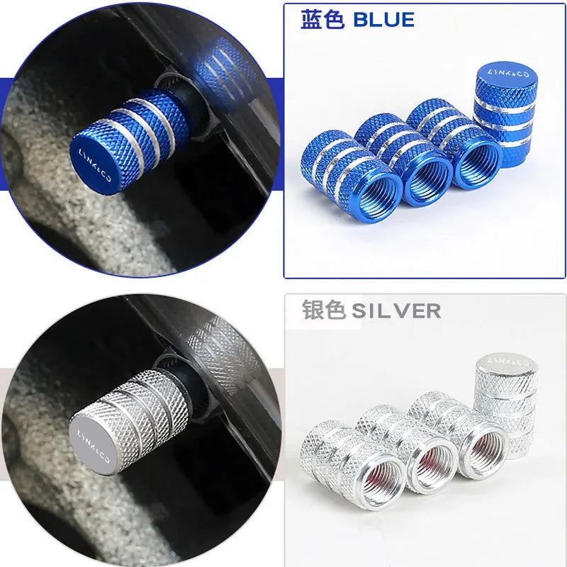 Lynk & Co — Alloy Laser-Engraved Tyre Valve Caps Set (01 / 02 / 03 / 05 / 06 / 09)