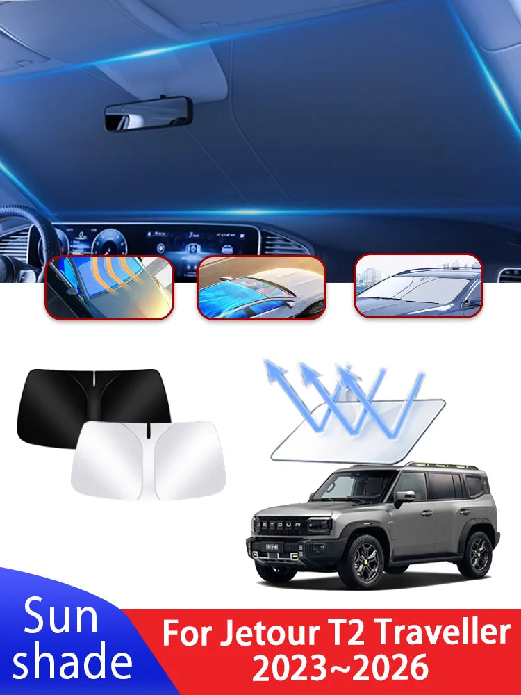 Car Sun Visor Front Windshield Sunshade – Heat Insulation | For Jetour Traveller / T2 (2023–2026)