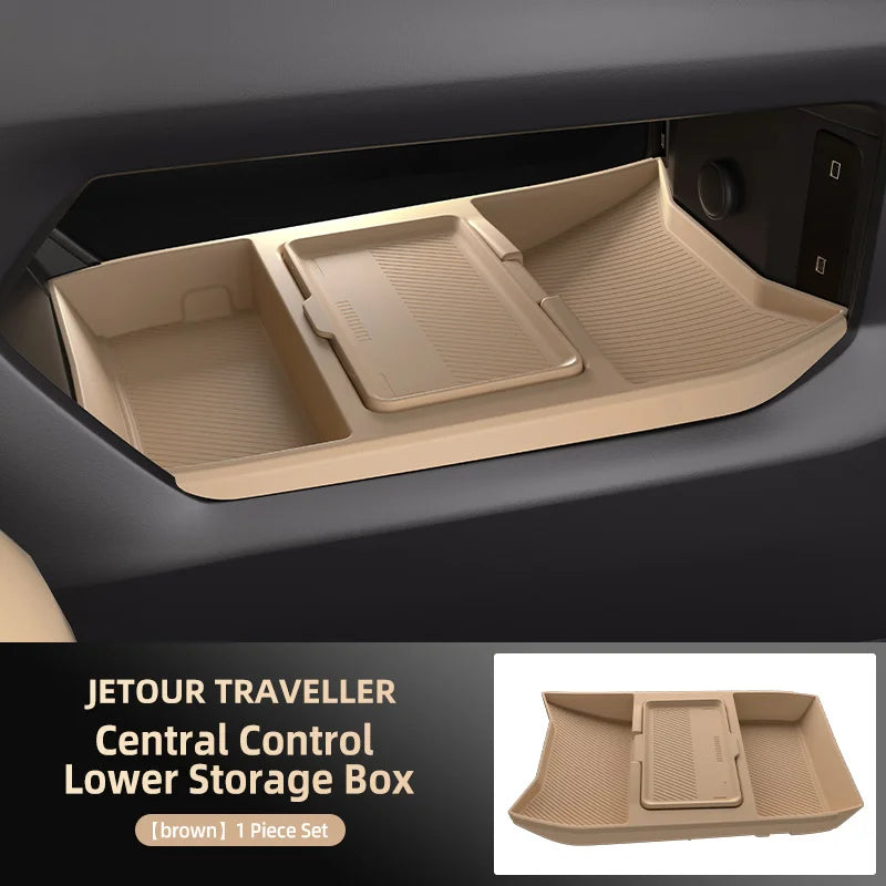 Jetour T2 Traveller — Silicone Hidden Armrest Storage Box & Cup Holder (2024–2025)