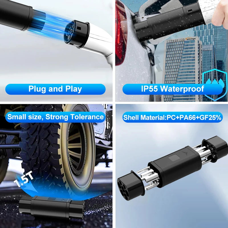 Type 2 to GBT EV Charging Adaptor — IEC 62196 to GB/T Chinese Standard | 32A 7.2KW