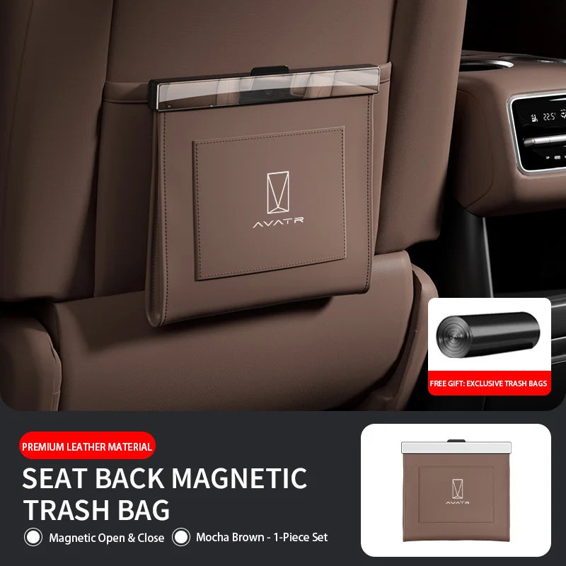 Avatr 06 / 07 / 11 / 12 — PU Leather Magnetic Seat Back Rubbish Bin