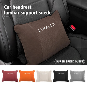 Lynk & Co — Suede Genuine Leather Neck Headrest & Lumbar Support Pillow Set (01 / 02 / 03 / 05 / 06 / 09)