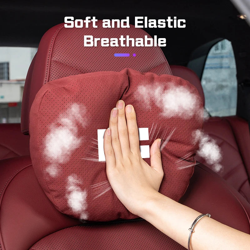 ROX 01 — Suede Neck Headrest & Lumbar Support Cushion Set