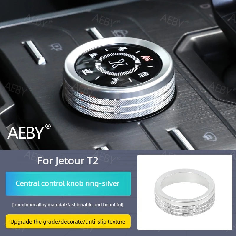 Jetour T2 — Aluminium Alloy Drive Mode Knob Trim Ring & Air Outlet Cover Kit