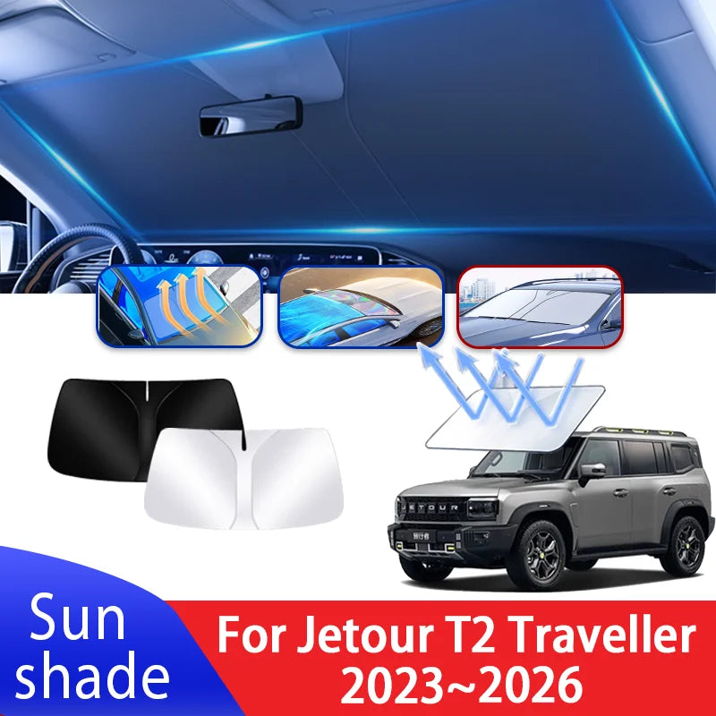Car Sun Visor Front Windshield Sunshade – Heat Insulation | For Jetour Traveller / T2 (2023–2026)