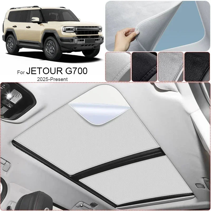 Jetour G700 — Suede Electrostatic Sunroof Sunshade, UV & Heat Insulation (2025–Present)