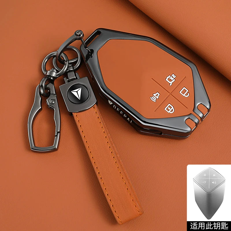 DEEPAL S05 / S07 Extended Range / G318 — Zinc Alloy & Leather Key Fob Case & Keychain (2023–2025)