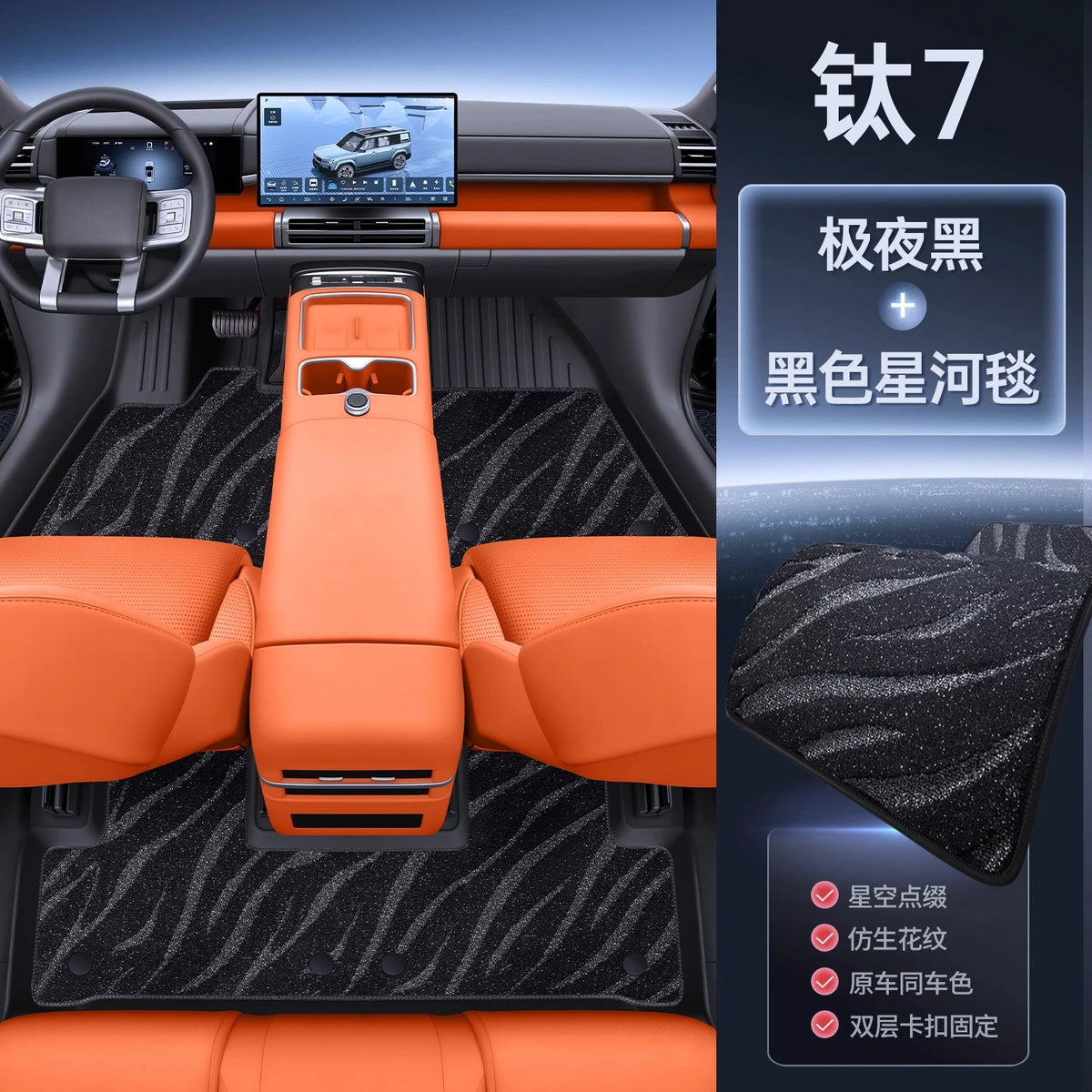 BYD Leopard / Titanium 7 — Full-Coverage 3D TPE Floor Mats, 5-Seat Set (2025)