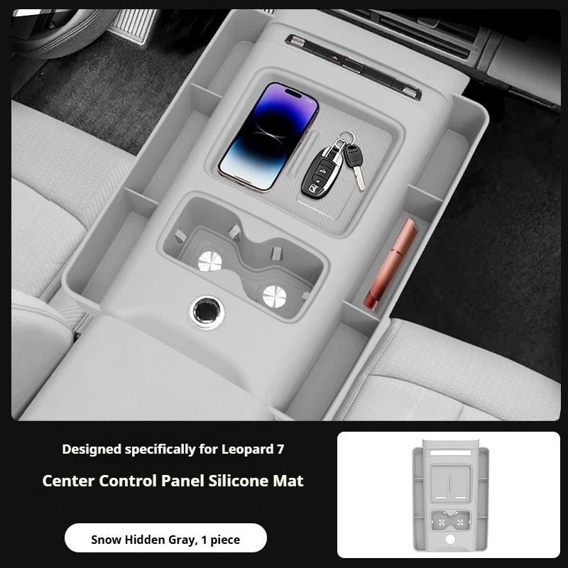 BYD Leopard Ti7 / Titanium 7 — Silicone Central Control Wireless Charging Pad, Cup Holder & Gear Protection Set
