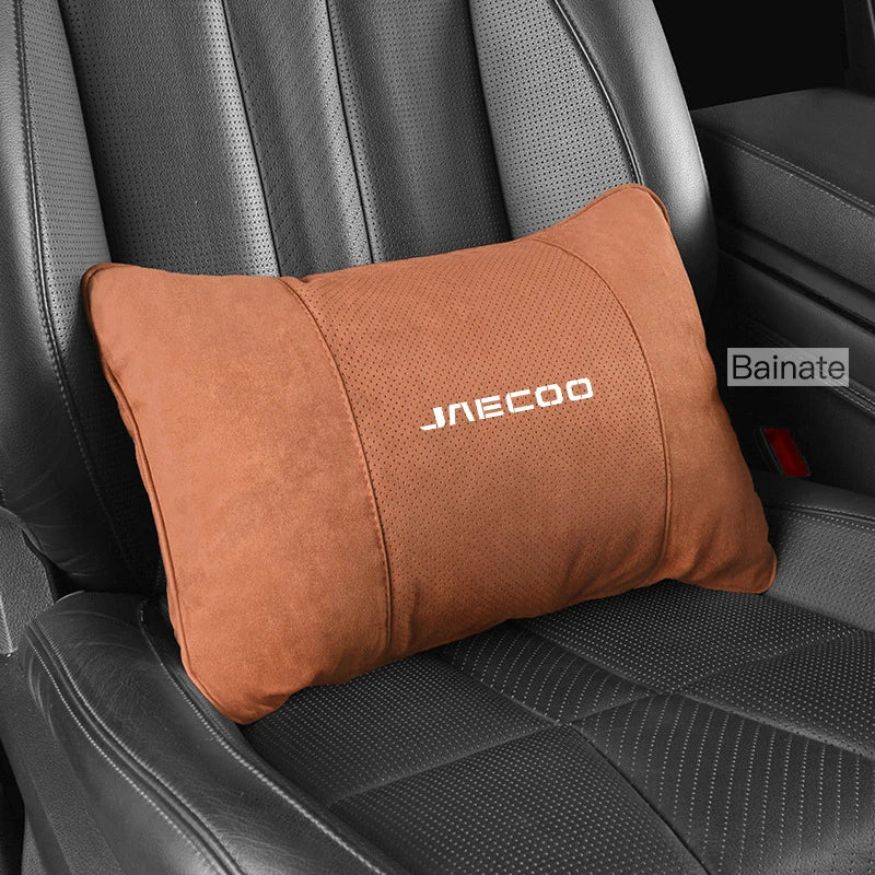 Jaecoo J5 / J7 / J8 / Omoda — Artificial Leather Neck Headrest & Lumbar Support Cushion Set (2024–2026)