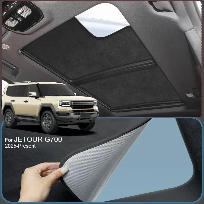Jetour G700 — Suede Electrostatic Sunroof Sunshade, UV & Heat Insulation (2025–Present)
