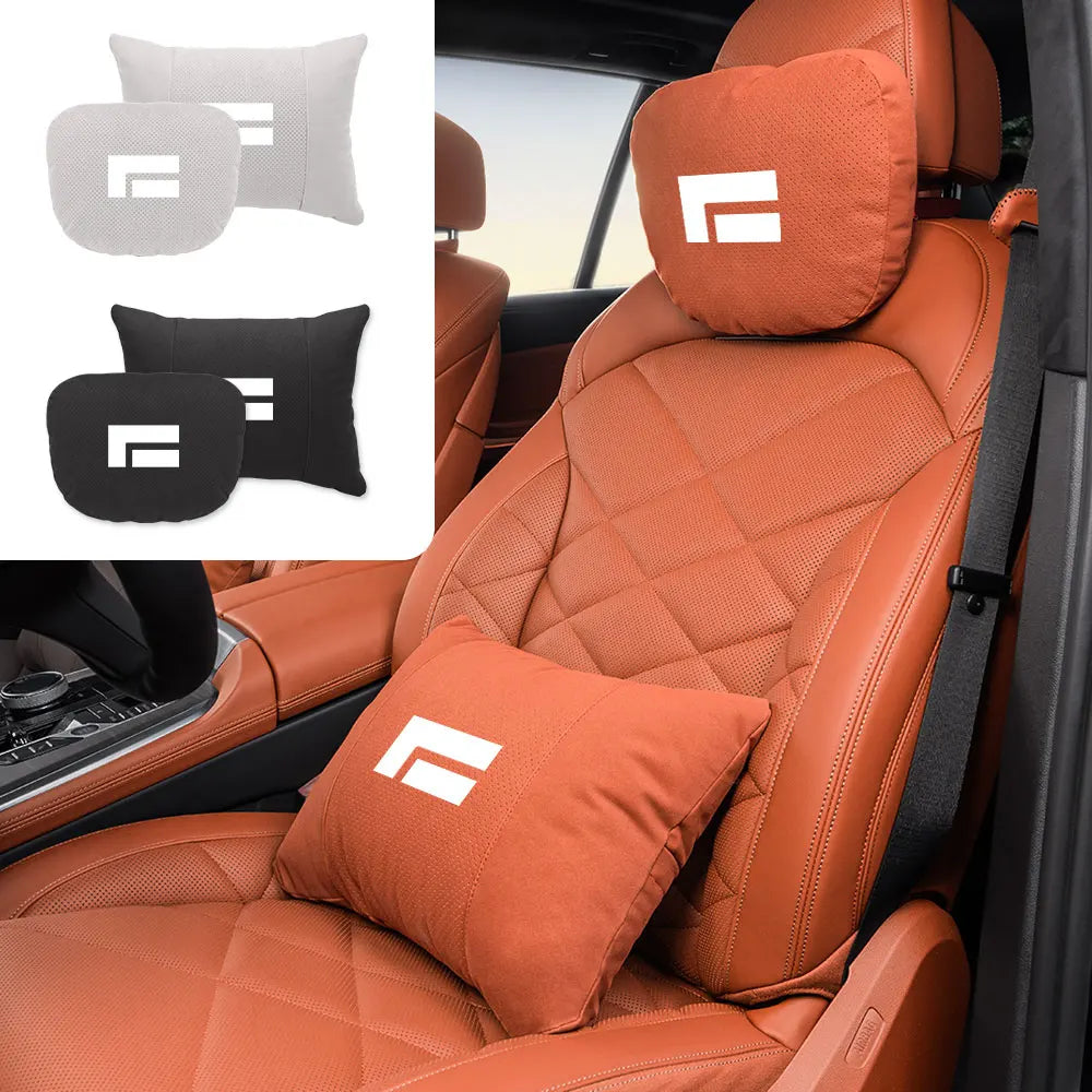 ROX 01 — Suede Neck Headrest & Lumbar Support Cushion Set