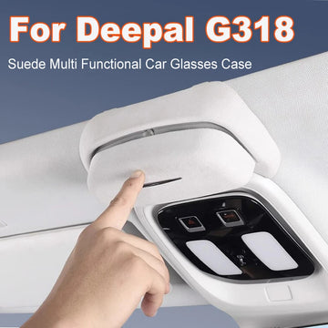 DEEPAL G318 — Suede Roof-Mounted Sunglasses Holder & Multi-Function Storage Case