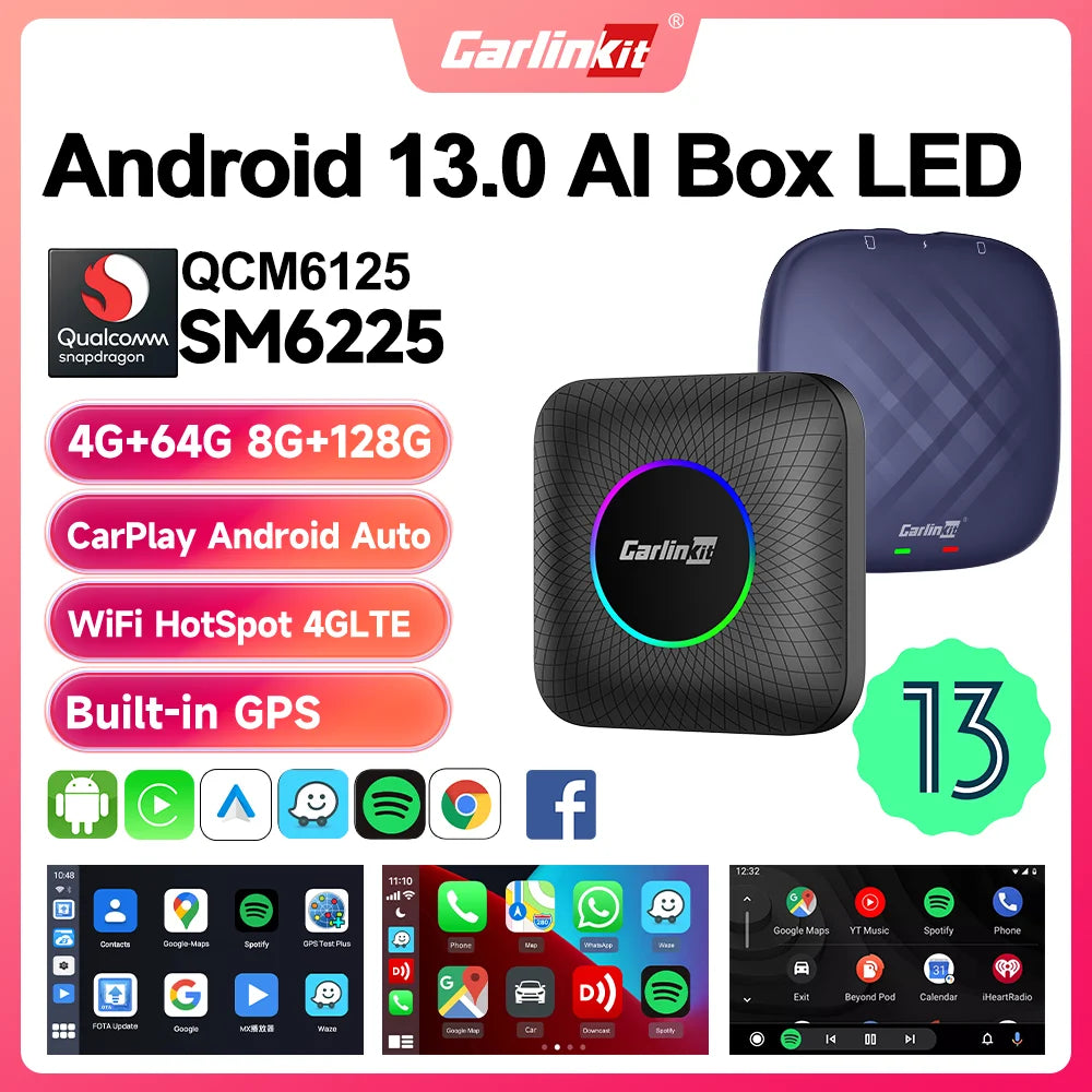 CarlinKit CPC200 CarPlay AI Box — Android 13, Wireless CarPlay & Android Auto, Qualcomm SM6225 (2025)